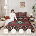 thumbnail image 3 of Erosebridal Bohemian Aztec Full Size Comforter Sets, Red Teal Brown Bedding Sets, Black Reversible 3 Pieces, 1 Comforter and 2 Pillowcases, 3 of 6