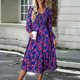 thumbnail image 4 of Vestido Vestido midi de corte A para mujer, vestido elegante con estampado escalonado, vestido elegante para ir al trabajo Cgtredaw Púrpura T XL para Mujer, 4 of 7