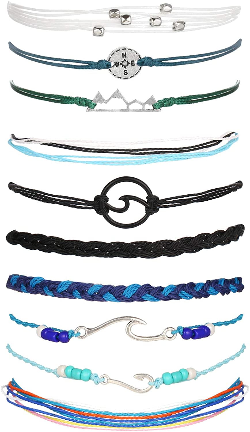 Ankle Bracelets for Women Cute Bracelets for Teen Girls Boho Beach Ocean Wave String Bracelets Adjustable Ankle Bracelets Set Graduation Gifts 