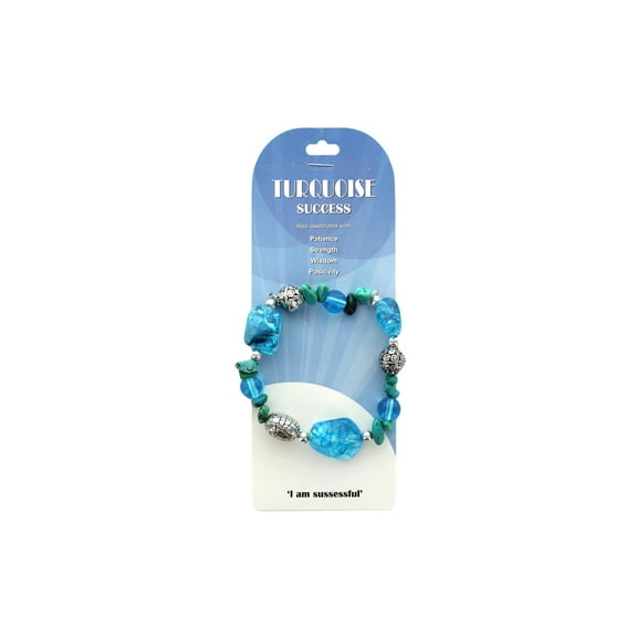 John Bead Semi-Precious Dyed Turquoise Natural Blue Gemstone Bracelet, Stretch Bracelet for Women