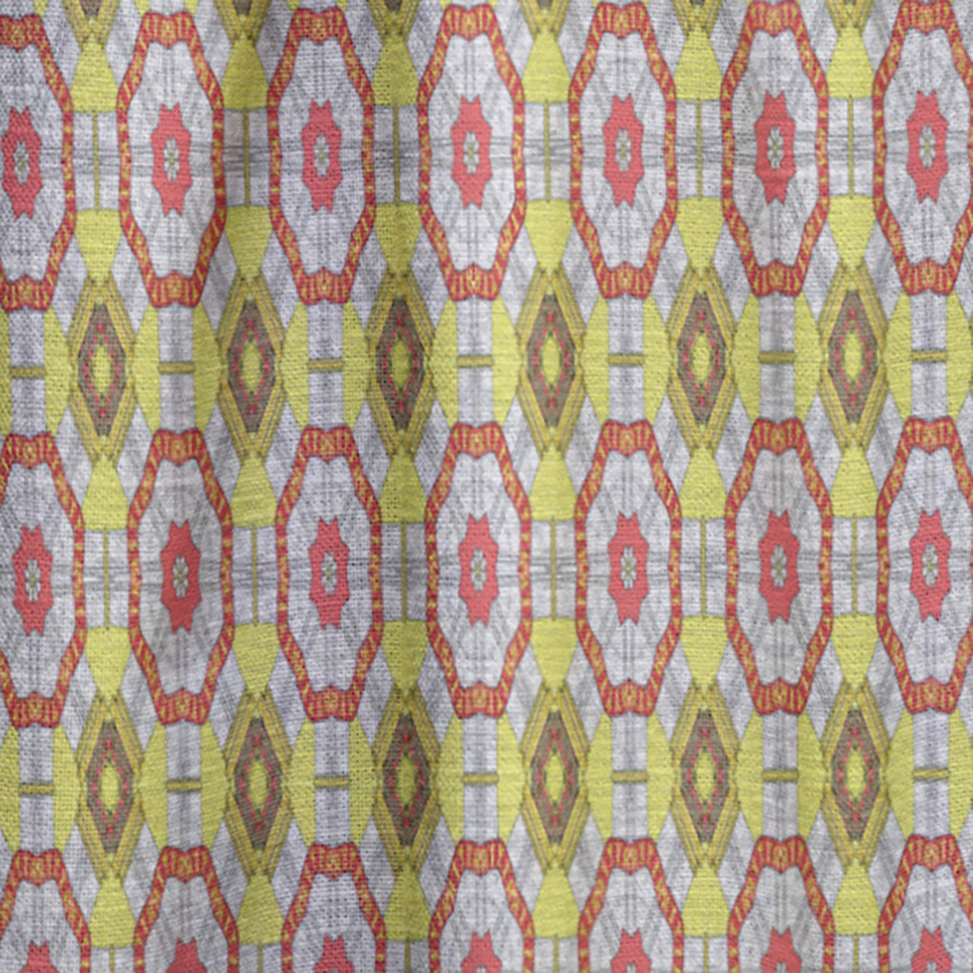 Designart 'Red and Yellow Retro Ethnic Kaleidoscope Design' Mid-Century Modern Curtain Panel