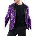 thumbnail image 4 of Hirigin Business Mens Sequins Sparkly Suit Blazer Wedding Party Outwear Jacket Tops Coat, 4 of 6