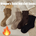 thumbnail image 3 of Nyzfexk Womens Solid Mid Calf Socks, 5 Pairs Cozy Fall Socks for Women, Winter Soft Thermal Cotton Knit Socks , Women's Thermal Crew Socks , Cozy Casual Soft Comfy Warm Socks for Fall & Winter, 3 of 6