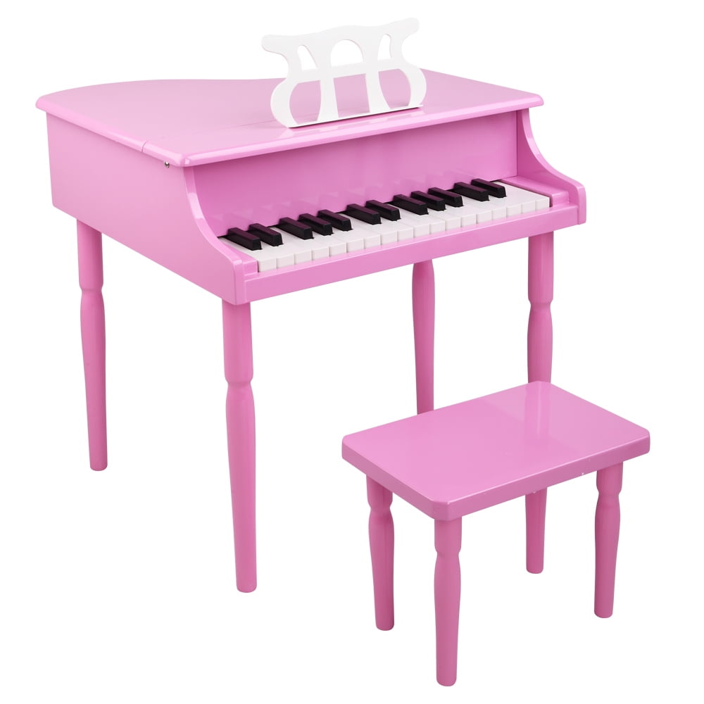 Kids Classic Wooden Piano, 30-Key Mini Grand Piano Toy with Lid, Bench, Foldable Music Rack, Song Book, Note Stickers Kids Classic Wooden Piano, 30-Key Mini Grand Piano Toy with Lid, Bench, Foldable Music Rack, Song Book, Note Stickers