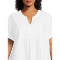 thumbnail image 4 of Terra & Sky Women's Plus Size Pleated Split Neck Top with Short Sleeves, 4 of 5