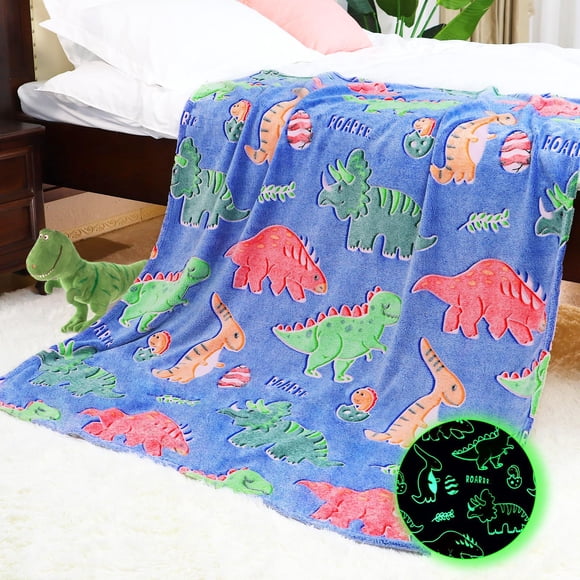 Manta IMUKU con diseño de dinosaurio que brilla en la oscuridad, tamaño doble
