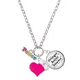 thumbnail image 1 of Delight Jewelry Rainbow Colored ''Peace'' - Hot Pink Heart Nurse Strong Zoe Necklace, 1 of 4