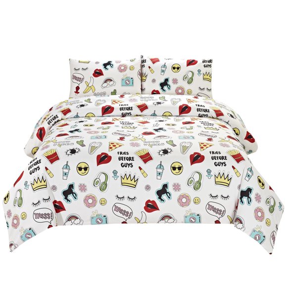 Ens. de housse de couette Grey Label à motif de vocabulaire