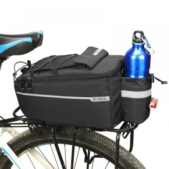 Bicycle Trunk Bag Bike Basket Rear Rack Bike Saddle Bag 10L Reflective Multi Pockets Rear Seat Cargo Bag For Bike Panniers Cycling Shoulder Bag,Black