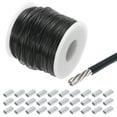 thumbnail image 1 of Cable de alambre de 328 pies (100 m) de acero inoxidable 304 recubierto de vinilo de 3/64" (1 mm) con 30 piezas de funda de aluminio negra, 1 of 7