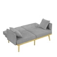 thumbnail image 6 of Convertible Futon Sofa Bed, 59 Inch Velvet Upholstered Accent Sofa with Adjustable Backrest and Metal Legs, Modern Lovseat Folding Sofa Bed with Square Armrest for Living Room Office, Gray, 6 of 7