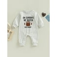thumbnail image 2 of Newborn Infant Baby Boy Girl On Sundays We Watch Football with Daddy/Mommy Onesie Romper Jumpsuit Baby Football Outfit, 2 of 8