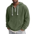 thumbnail image 4 of MXALUOB Hooded Sweatshirts for Men Corduroy Textured Quarter Zip Pullover Hoodie Drawstring Solid Color Tops Loose Fit Streetwear, 4 of 5