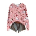 thumbnail image 2 of Women's Fashion Casual Long Sleeve Christmas Print Hooded Knitted Sweatshirt, Cozy Fall Winter Top with Soft Fabric and Holiday Design for Seasonal Comfort,Pink,XL, 2 of 5