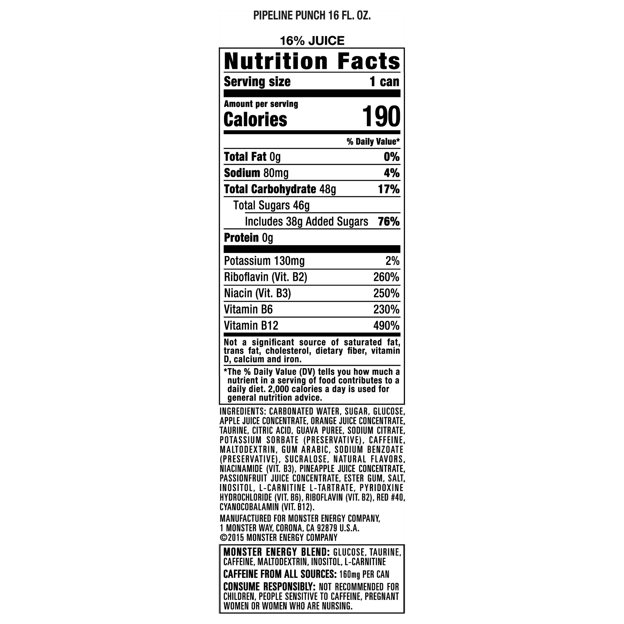 Monster Energy - Pipeline Punch - 16Fl.Oz.(Pack Of 16)