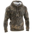 thumbnail image 5 of Telankuip Wolf Graphic Hoodies for Men Winter Flannel Warm Cozy Long Sleeve Drawstring Hooded Sweatshirts Retro Wild Animals Printed Soft Casual Pullover Tops with Pocket C-Brown XXXL, 5 of 8