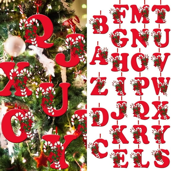26-Letter Alphabet Set for Personalized Christmas Tree Decorations, Xmas Decor, Hanging Holiday Initials for Home and Party Spelling