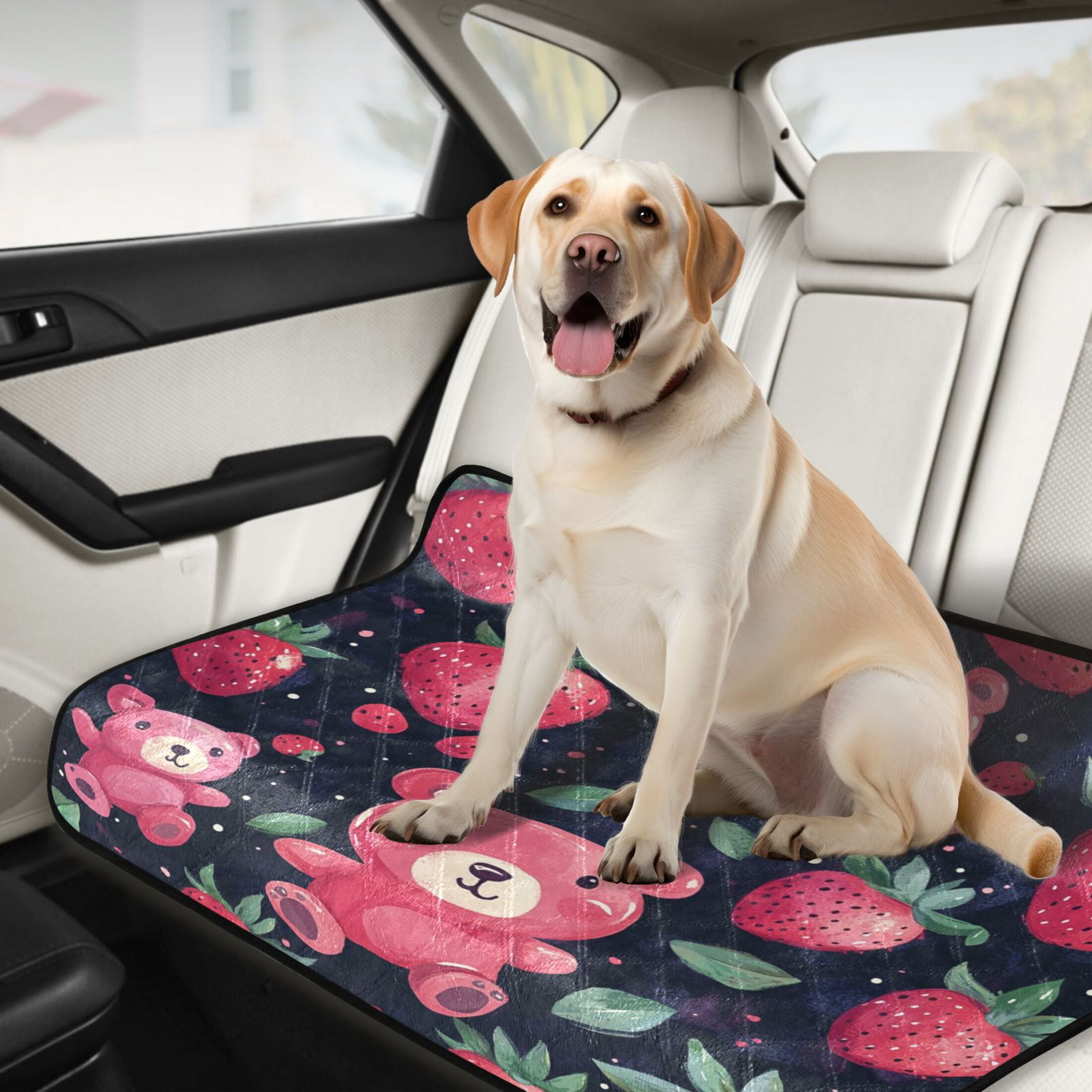 Qxltty Cute Strawberry Bear Cat litter Pads Pet Set of 3 Diaper Mats Center Anti-leakage Layer Absorbent Soft and Comfortable