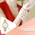 thumbnail image 3 of ZLight Stainless Steel Women Wristwatch Stylish Glossy Romantic Rhinestone Round Anti-rust Girls Watch Clock Birthday Gift Key 1Set, 3 of 5