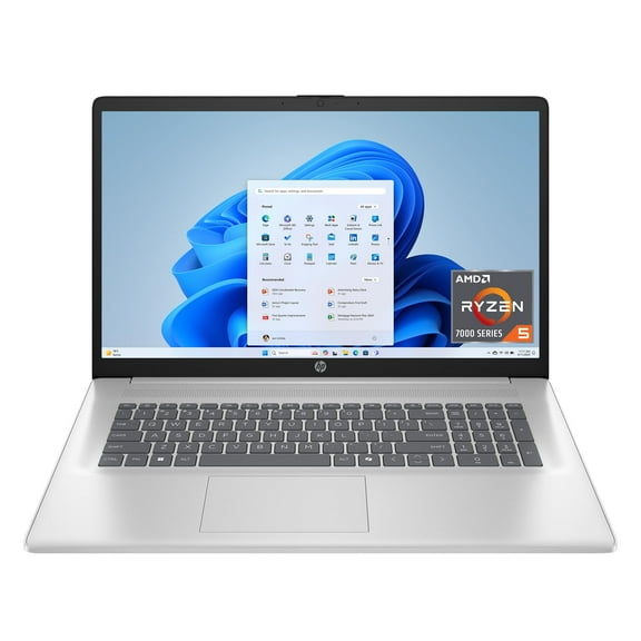 HP 17.3 inch Laptop, HD  Display, AMD Ryzen 5 7520U, 16 GB RAM, 512 GB SSD, AMD Radeon Graphics, Windows 11 Home, Natural Silver, 17-cp2199nr