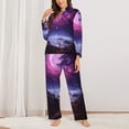 thumbnail image 2 of Fotbe Purple Moon Tree Night Sky Pattern Long Sleeve Pajama Set for Women,Sleepwear Set,2-piece Loungewear Set,Soft PJs Comfy Nightwear with Pockets -XX-Large, 2 of 7