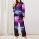 thumbnail image 2 of Fotbe Purple Moon Tree Night Sky Conjunto de Pijama de Manga Larga para Mujer con Estampado, Ropa de Dormir de 2 Piezas, Conjunto de Casa Suave y Cómodo con Bolsillos-Small, 2 of 7