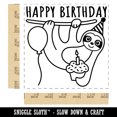 thumbnail image 2 of Happy Birthday Sloth with Cupcake Self-Inking Rubber Stamp Ink Stamper - Red Ink - Large 1-1/2 Inch, 2 of 7