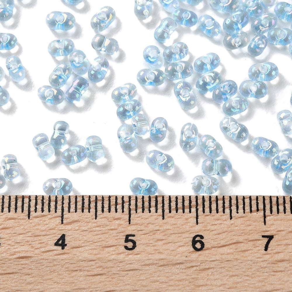 1pound AB color Glass Seed Beads Transparent Colours Rainbow Peanut Light Sky Blue 4~4.5x2~2.5x2~2.5mm Hole: 0.8~0.9mm about 10000pcs/pound