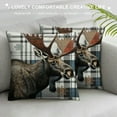 thumbnail image 3 of PRATYUS  Lodge Cabin Throw Pillow Covers Retro Blue Grid Rustic Farmhouse Pillow Cases for Kids Teens Adults Wild Bear Deer Animals Jungle Trees Cushion Covers for Office Couch  White, 3 of 5