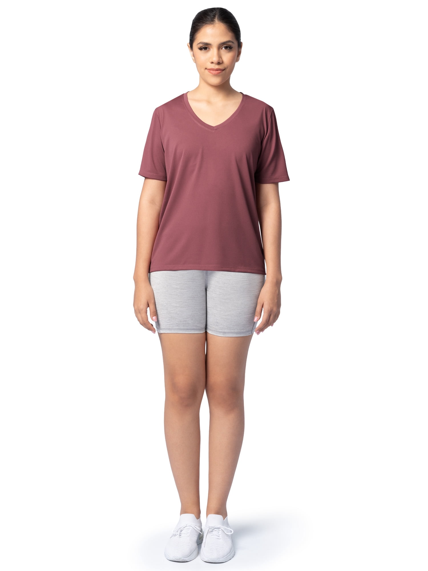 Athletic Works Women's Active Texture Knit V-Neck Tee, Sizes XS-XXXL