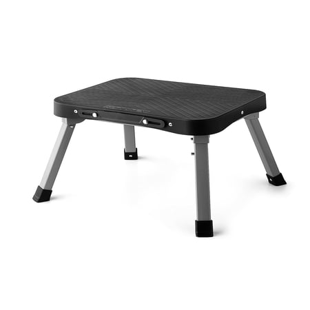 9" Folding Step Stool Non-slip 16x12 Large Platform Portable Compact Sturdy For Adults Seniors At Indoor Outdoor Durable Steel Frame 300 Lbs Capacity Black