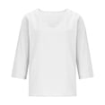 thumbnail image 5 of Hilenly Plus Size Cotton Linen Shirts for Women 3/4 Sleeve V Neck Summer Tops Lightweight Beach Vacation Blouse, 5 of 7