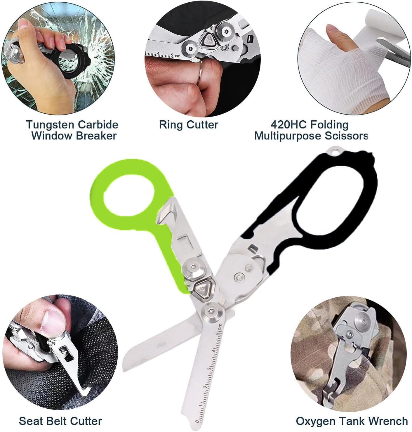 Trauma Shears,6 in-1 Emergency Response Shears with Protective Sheath,Medical Scissors Trauma Scissors for Outdoor Camping Rescue