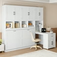 thumbnail image 3 of Harper & Bright Designs Twin Murphy Bed Frame with Drawers and Desk, Wall Bed Frame with Storage Cabinet and Shelves, Twin Size Folding Murphy Bed for Home Office, White, 3 of 18