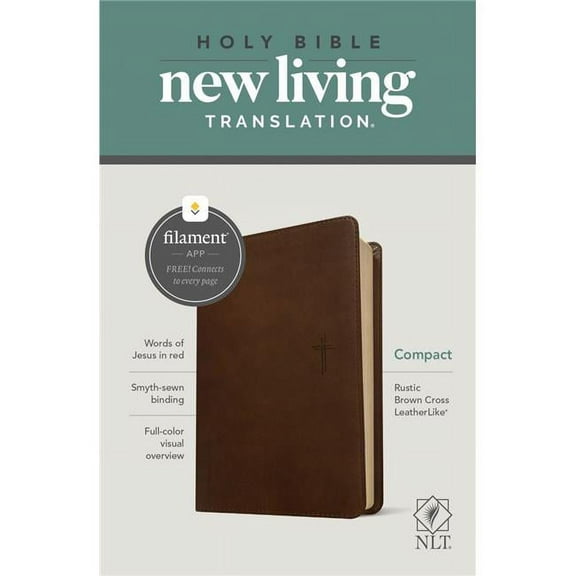 Tyndale House Publishers  NLT Compact Bible, Rustic Brown LeatherLike