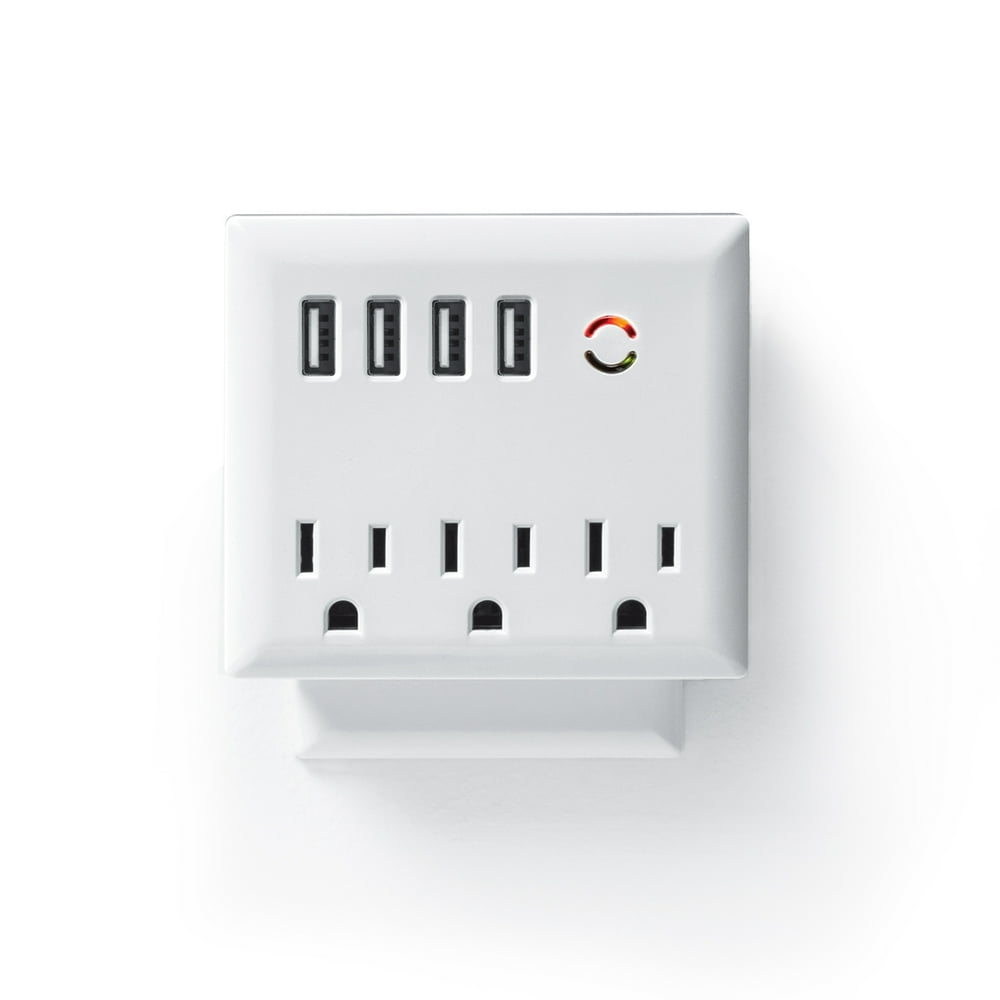 Merkury Innovations 4.2A USB Wall Charger 3Outlet Extender with 4 USB
