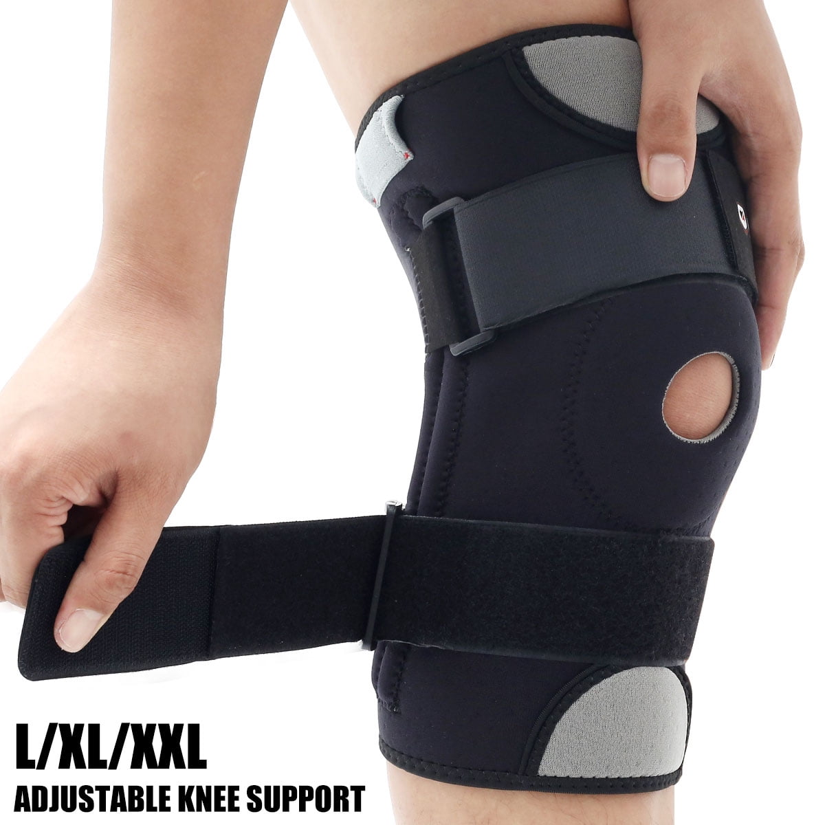 Knee Pads Men Women Adjustable Neoprene Patella 1 Pair Elastic Knee Brace Strap Fastener Knee Guard Sport Black Patella Bandage
