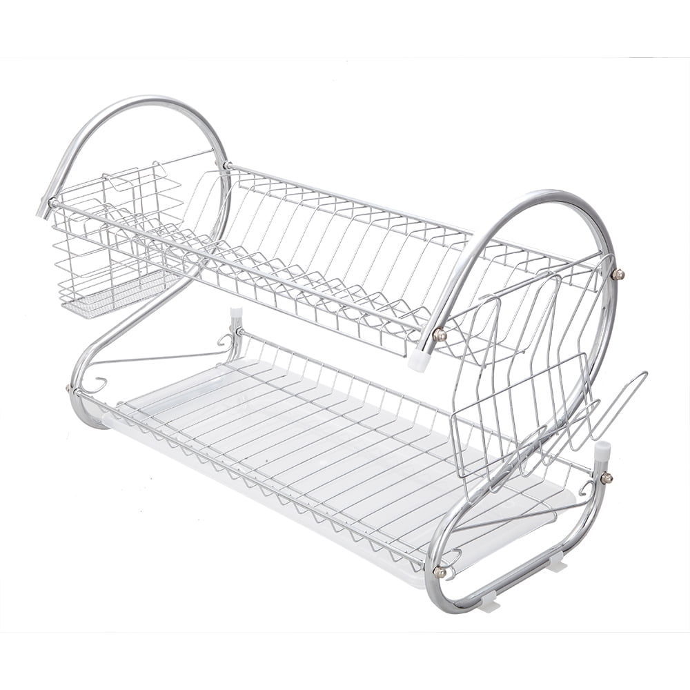 Lowestbest Dish Racks for Kitchen, Dish Drying Rack, Dish Drainer, Multifunctional Dual Layers Bowls & Dishes & Chopsticks & Spoons Collection Shelf, Silver Lowestbest Dish Racks for Kitchen, Dish Drying Rack, Dish Drainer, Multifunctional Dual Layers Bowls & Dishes & Chopsticks & Spoons Collection Shelf, Silver