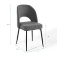 thumbnail image 3 of Side Dining Chair, Fabric, Black Grey Gray, Modern Contemporary Urban Design, Kitchen Room Cafe Bistro Restaurant Hospitality, 3 of 9