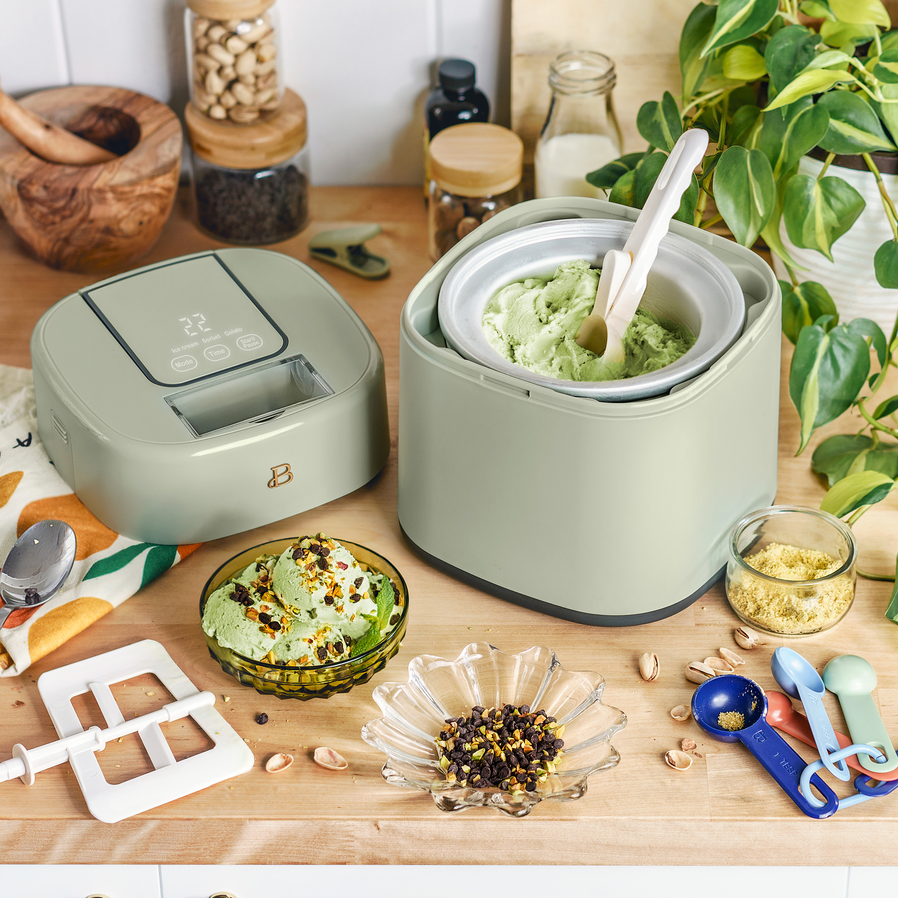 Beautiful 1.5 Qt Ice Cream Maker with Touch Activated Display, Sage Green by Drew Barrymore - image 3 of 13