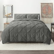 Nestl Down Alternative Comforter Set with Pillow Shams, Pinch Pleated Comforter, 3-Piece Bedding Set, King/Cal King, Gray