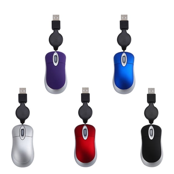 Uonlytech Ergonomic Red Retractable Optical USB Mouse for Pc Comfort 2Pcs