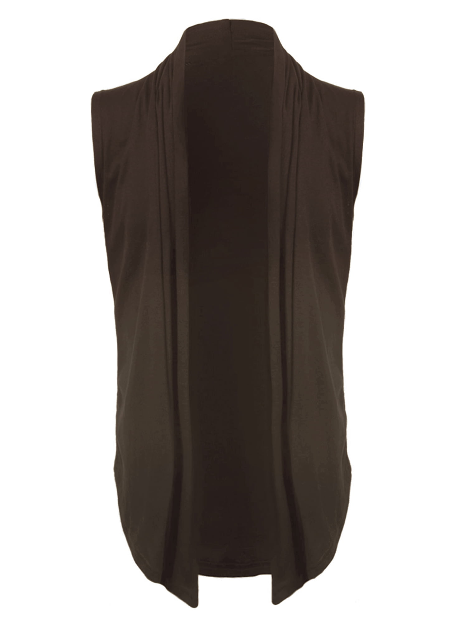 DARING DIVA Men's Sleeveless Open Front Asymmetric Hem Cardigan Vest 50 Brown