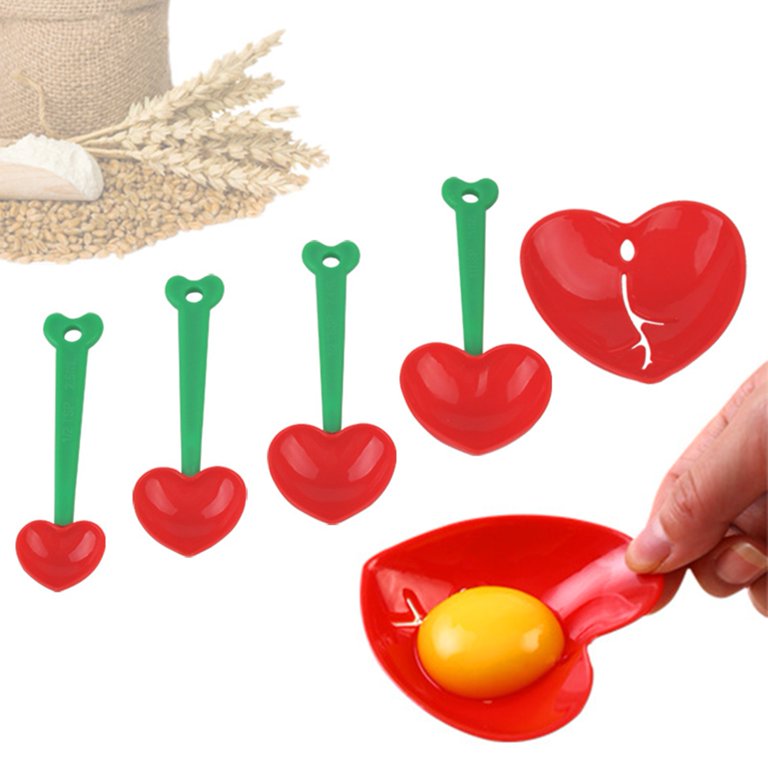 1set Heart Shaped Plastic Measuring Spoons For Baking, Set Of 4, Red