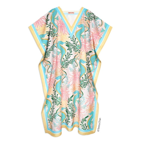 Seahorses Caftan Beach Pool Cover up