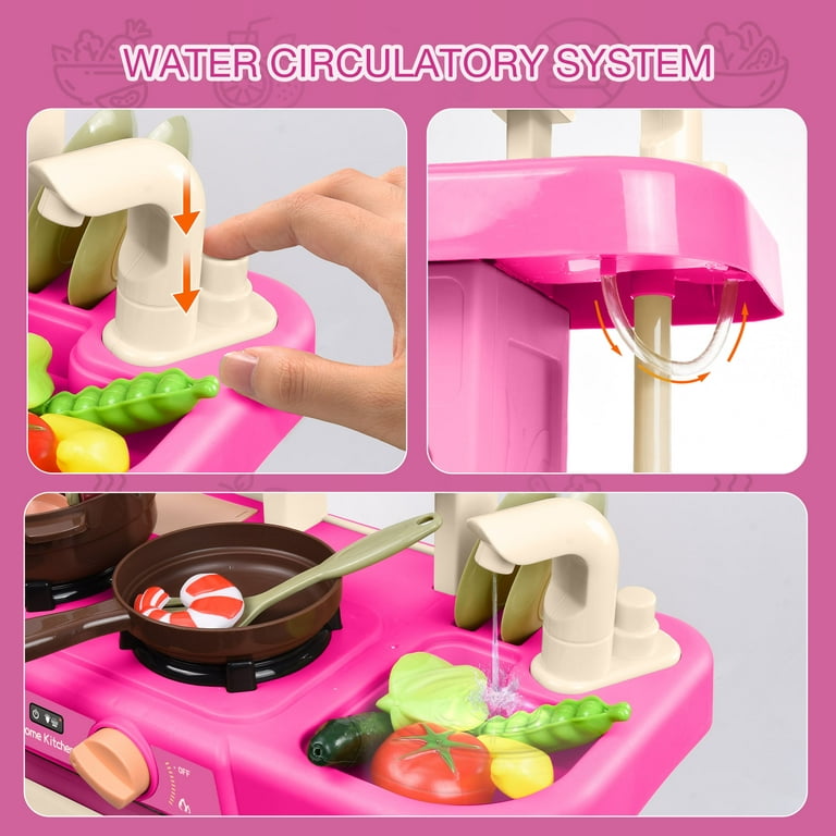 Extra Large Wooden Kids Pretend Play Kitchen Set Cooking Toys Lights Sounds  Gift