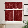 thumbnail image 2 of Christmas Classical Kitchen Curtains and Valances Set, Red Gold Snowflake Dots Rod Pocket Window Valance 18 Inch Window Curtain Panels for Living Room Bedroom Laundry, 27.5x36in, 3 Pieces, 2 of 7