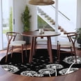 thumbnail image 3 of Round Area Rugs Collection 7 Ft, White Dandelion Non-Slip Residential Carpet, Spring Flowers Botanical Vintage Black Indoor Crawling Mats Runner Rugs for Living Room/Dining Room/Bedroom, 3 of 8