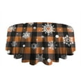 thumbnail image 5 of Orange and Black Plaid Christmas Snowflake Pattern Round Tablecloth 60"x60",Wrinkle Wipeable Table Cloth for Kitchen Dining Room Picnic Patio Party, 5 of 6