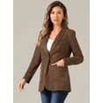 thumbnail image 4 of DARING DIVA Women's Faux Suede Blazer Lapel Collar Suit Jacket XS Brown, 4 of 6